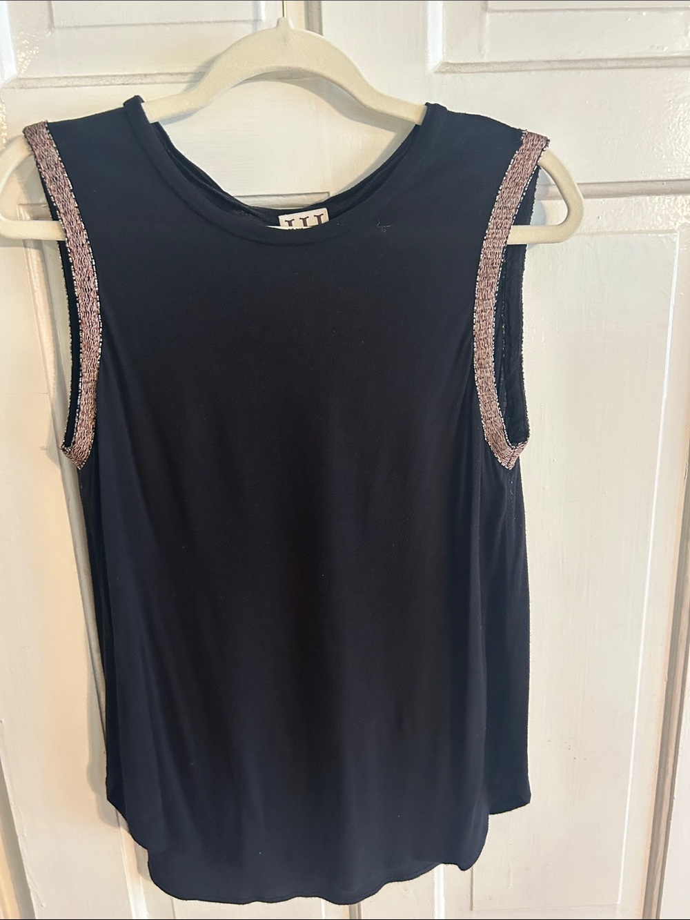 Haute Hippie Black Tank with Metallic Trim